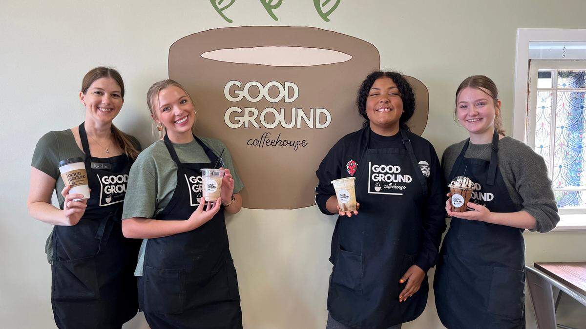 Good Ground Coffeehouse owner Angela Lindquist and staff members Brea Fuller, Steph Ticey and Eva Sepp