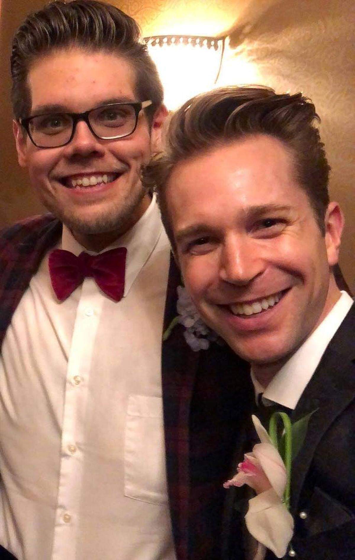 Prom producers Andrew S. Kuhlman of St. Louis, left, and Joe Grandy of Fairview Heights