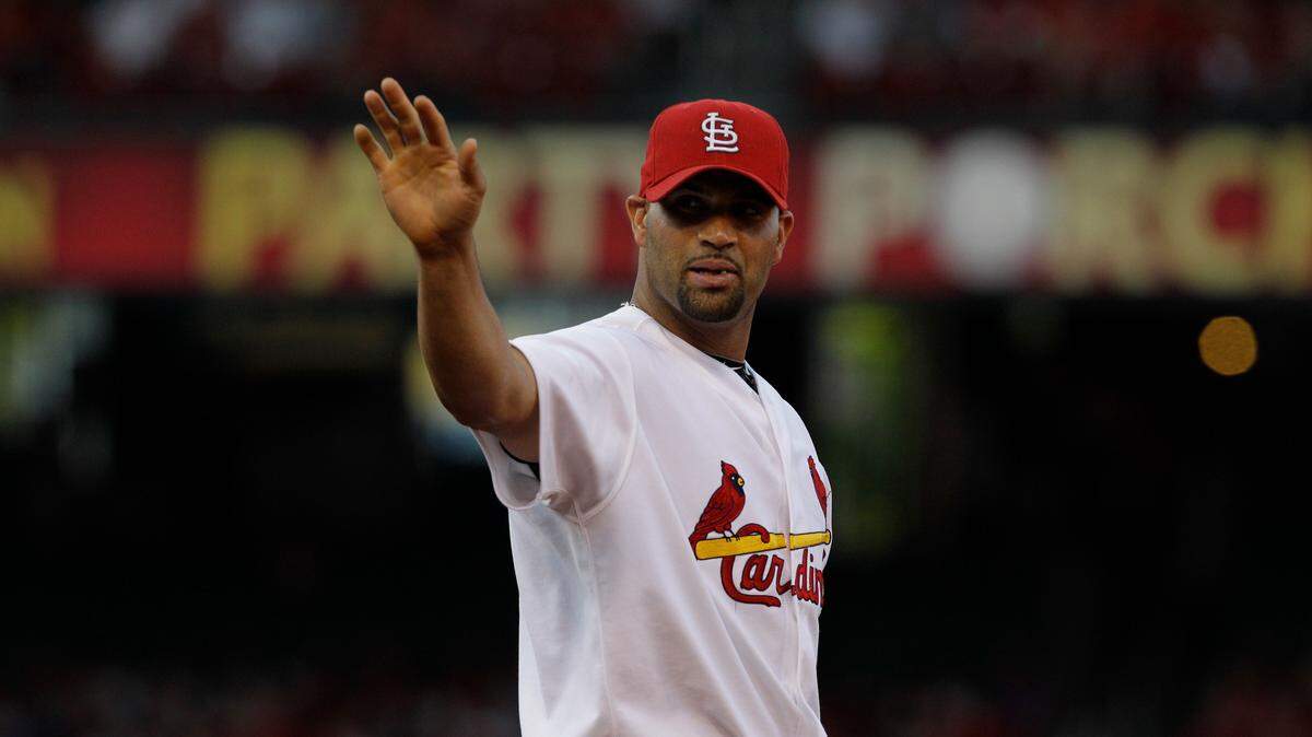 St. Louis Cardinals first baseman Albert Pujols is seen during a baseball game against the Milwaukee Brewers Thursday, July 1, 2010, in St. Louis. (AP Photo/Jeff Roberson)