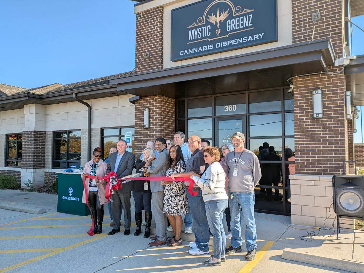Ribbon-cutting ceremony at the grand opening of Mystic Greenz in Belleville