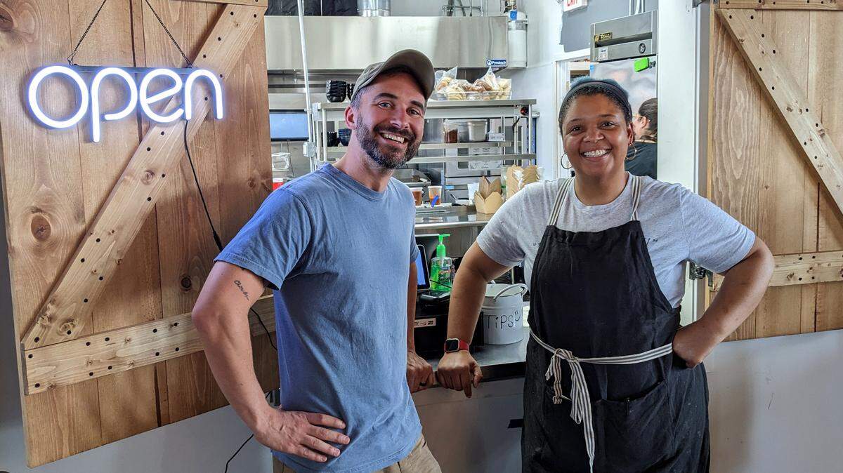 LongStory Coffee owner Erik Busch and Clara B’s Kitchen Table owner Jodie Ferguson