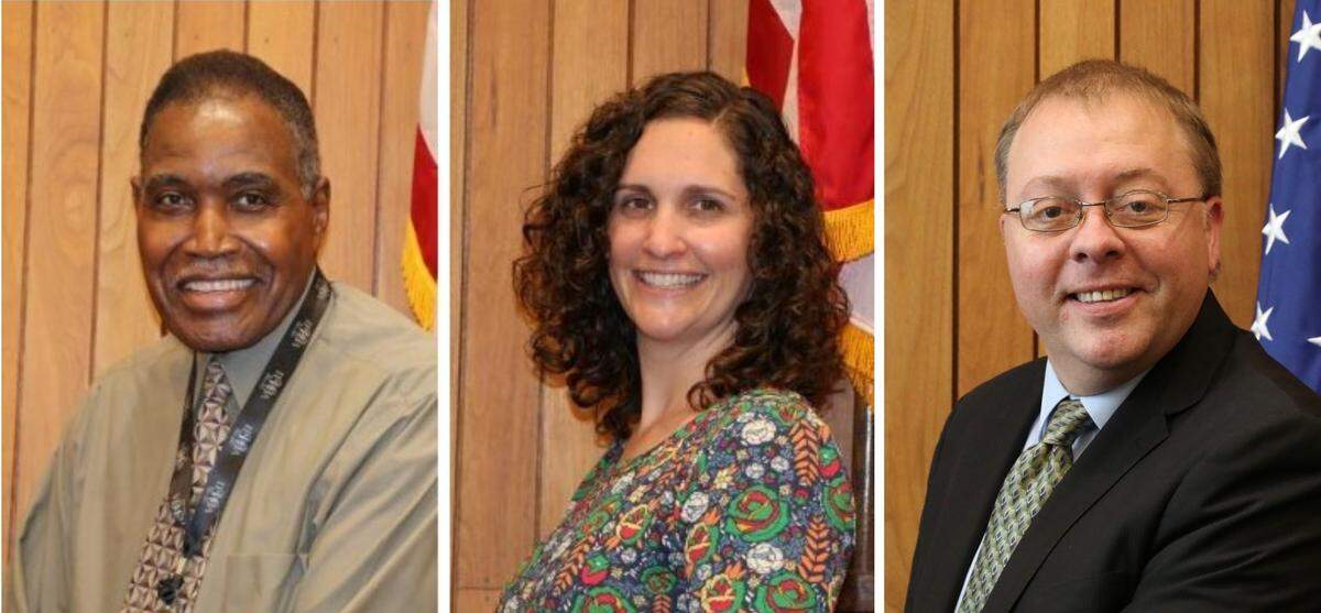 Belleville officials, left to right, Ward 4 Alderman Johnnie Anthony, Ward 8 Alderwoman Nora Sullivan and Cliff Cross, director of economic development, planning and zoning.