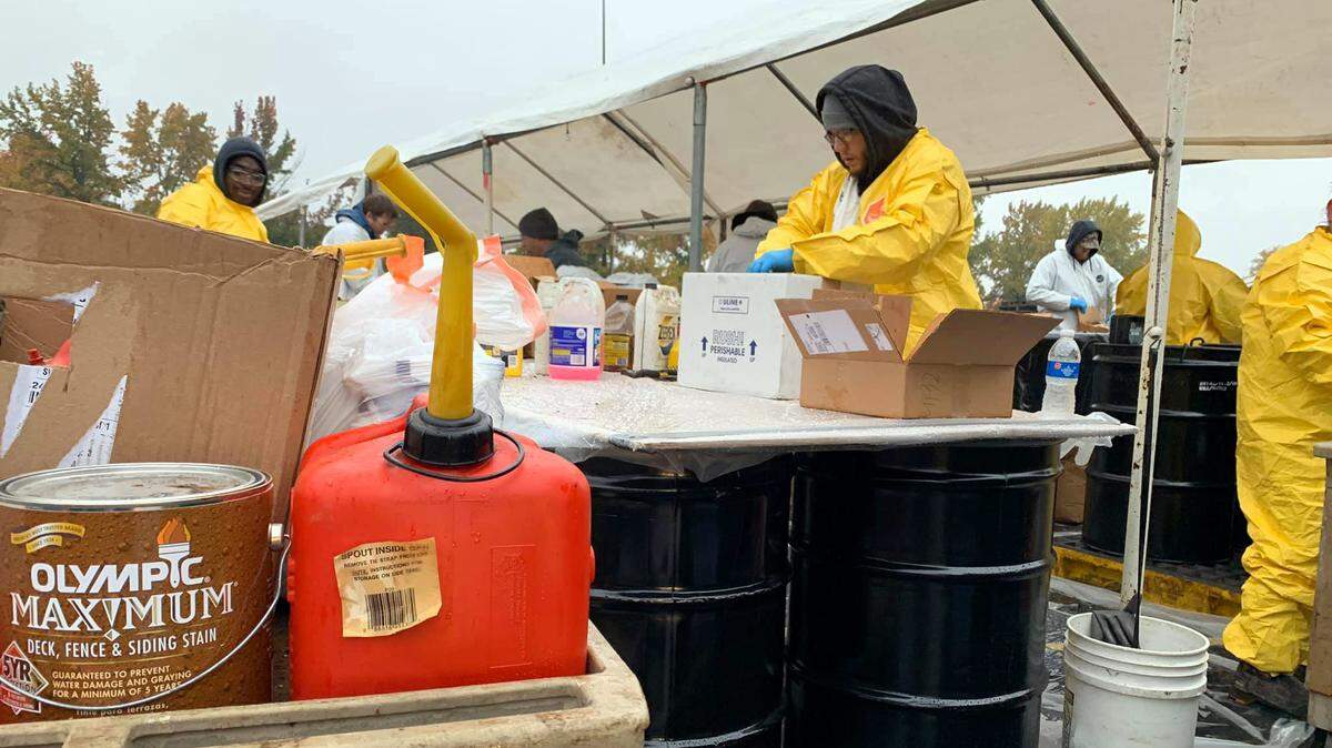 The first permanent hazardous waste collection site south of the Chicago collar counties will open in Madison County Saturday. Residents of the metro-east have previously had to dispose of substances such as oil-based paints, car batteries and yard fertilizers at special collection events, such as this one at SIUE in October of 2019.