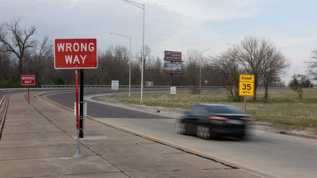 A family’s car was hit head-on by a wrong-way driver fleeing police as they entered Interstate 255 at the State Street on-ramp in East St. Louis, pictured here.