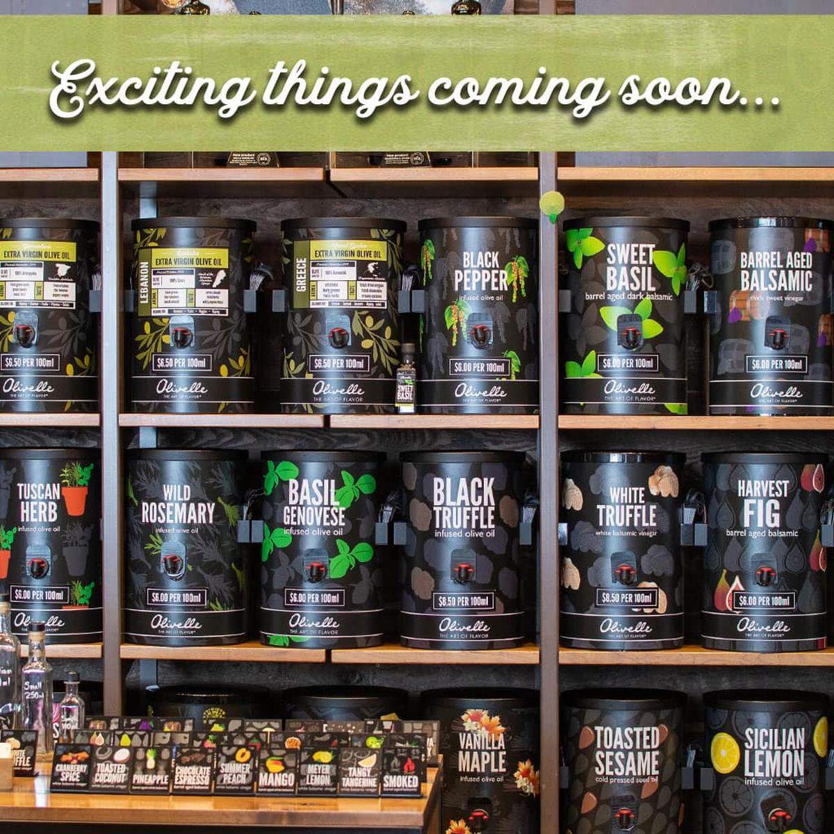 Gigi’s Gelato and Italian Market will feature pasta and sauces, olive oil, wine and more next to Papa Murphy’s in a strip shopping center along E. Highway 50 in O’Fallon. Shown here is a selection of imported fragrant extra virgin olive oils.