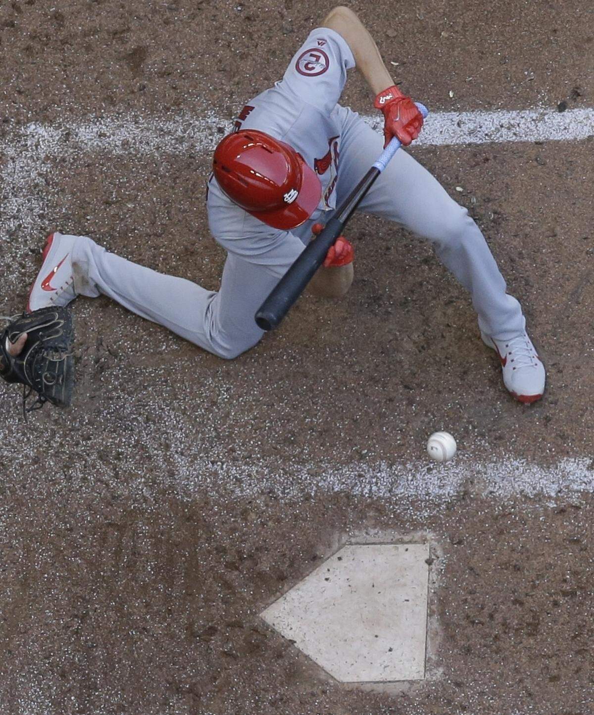 Cardinals' pitcher Luke Weave drops down a sacrifice bunt during the 2018 season. It's something that doesn't happen much in baseball anymore.