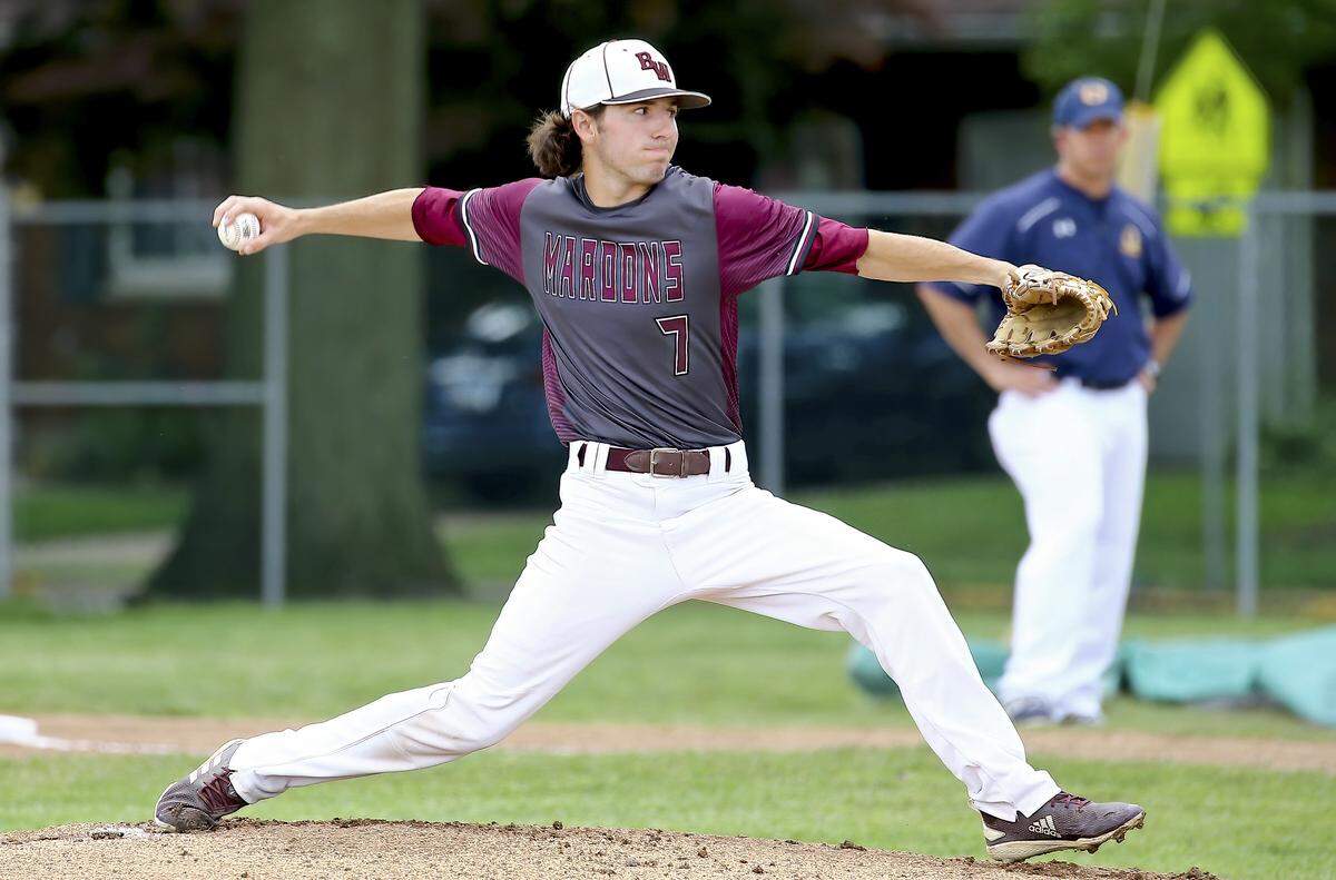 Belleville West starting pitcher Will Lanxon delivers a pitch during Saturday’s regional championship game at Granite City High School.