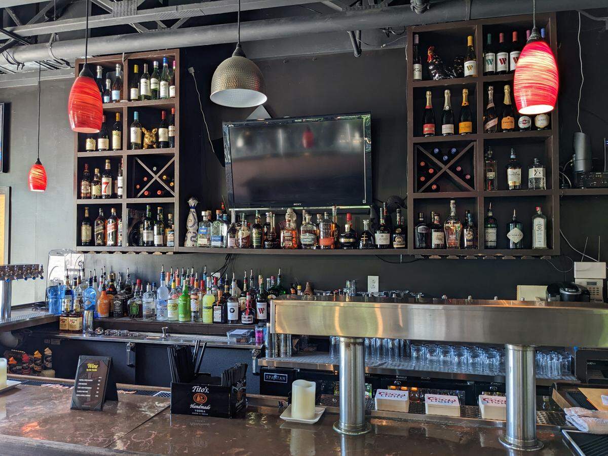The well-stocked bar at Reine in Edwardsville