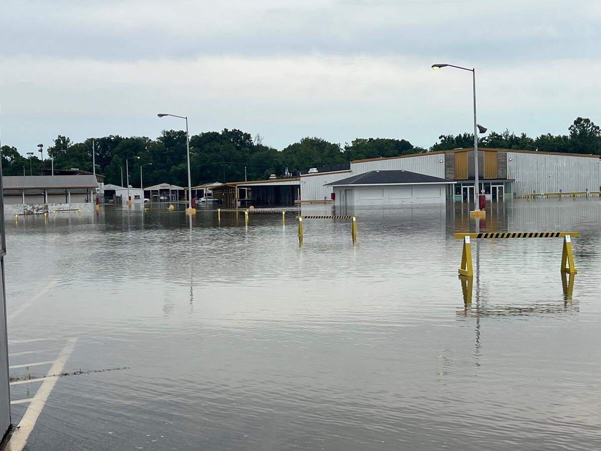 The St. Clair County-owned Belle-Clair Fairgrounds property at 200 South Belt East in Belleville flooded during the heavy rain storm that hit southwestern Illinois July 16, 2024.