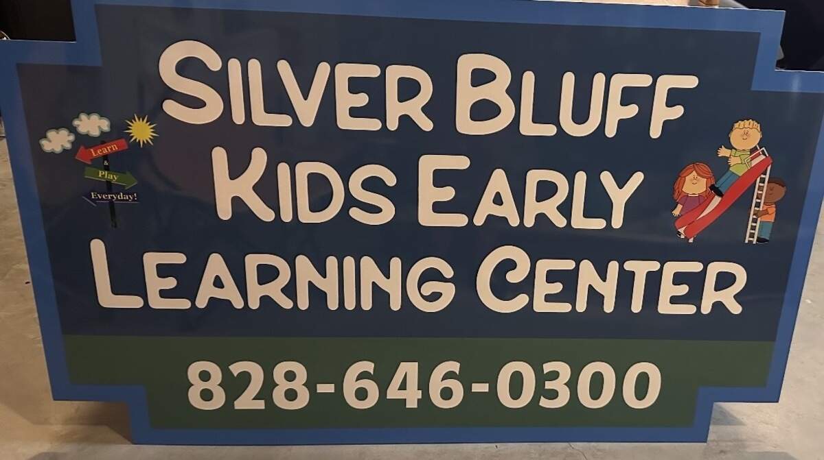 A sign at Mary Moody’s childcare center, Silver Bluff Learning Center.