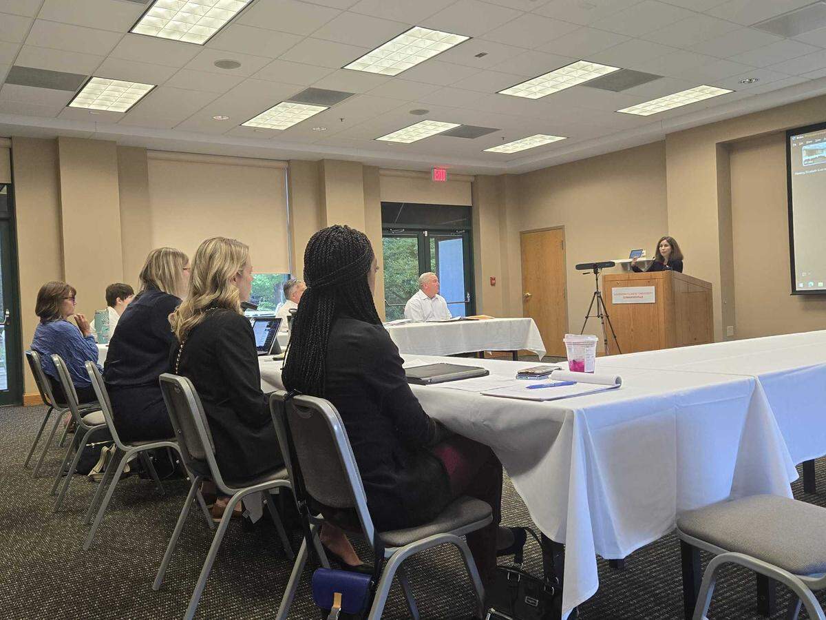 Jane Flanagan, director of the Illinois Department of Labor and chair of the task force, speaks to the group at its meeting on Wednesday at Southern Illinois University Edwardsville.