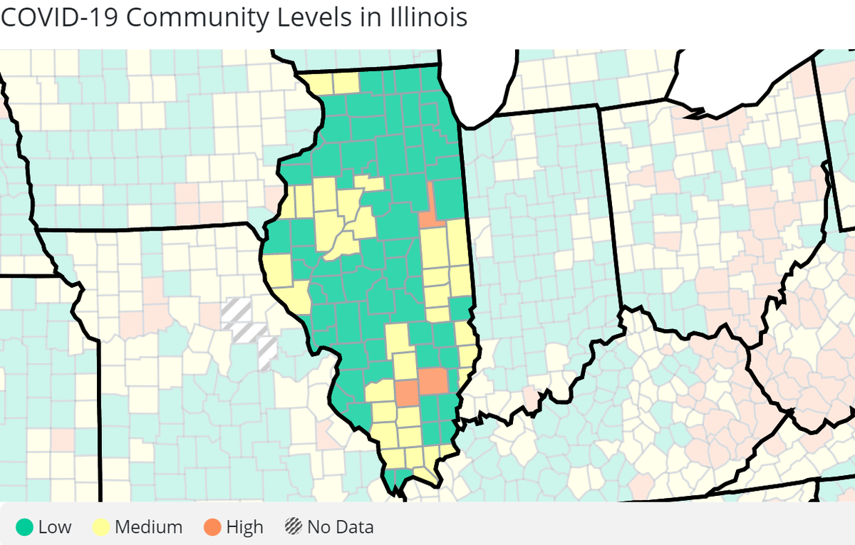 Here are the CDC’s latest COVID-19 community levels in Illinois, as of Sept. 23.