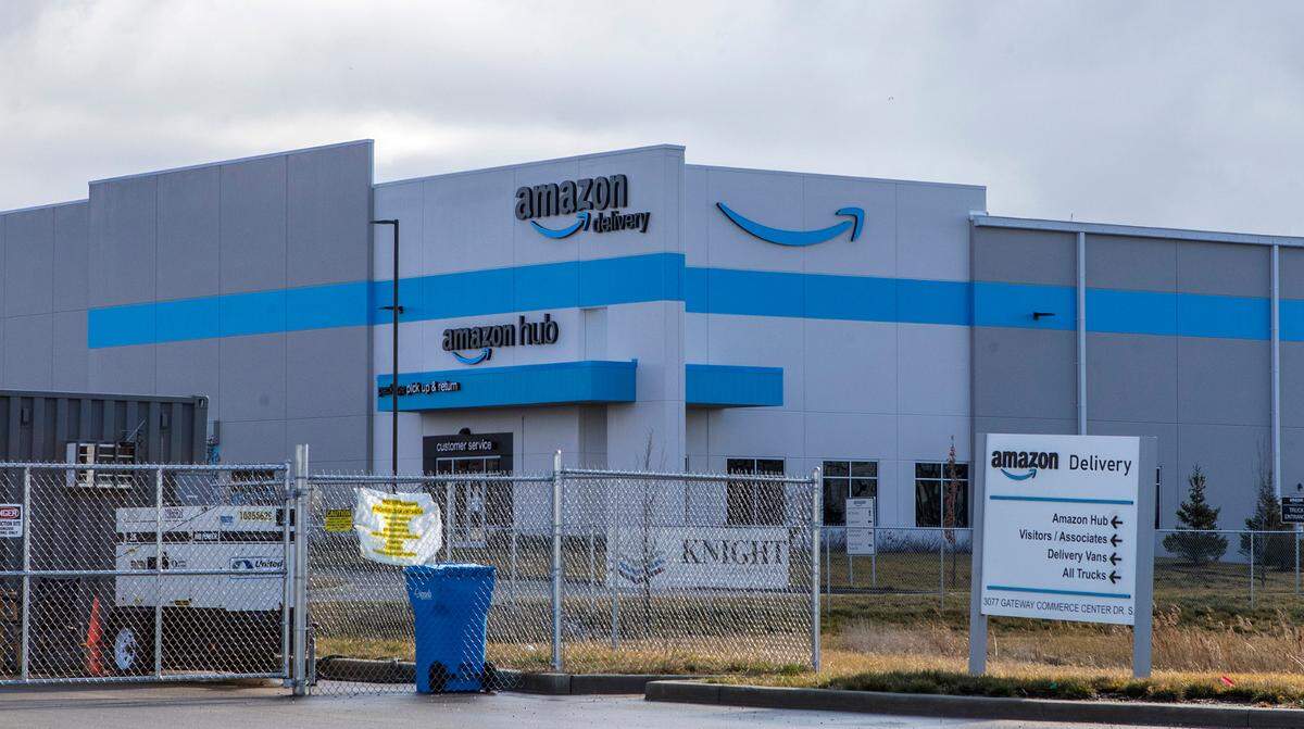 The Amazon warehouse in Edwardsville where six workers died when a tornado tore through part of the building in December 2021.