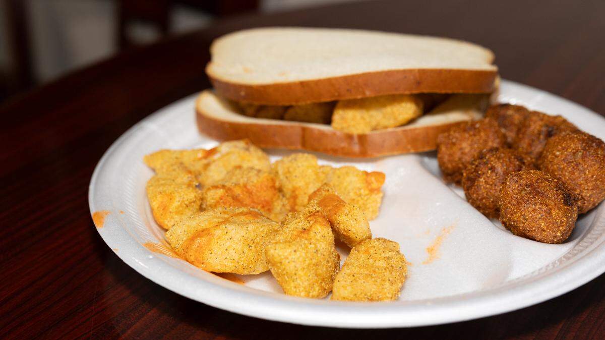 Cod served at the O’Fallon Knights of Columbus & Ladies Auxiliary weekly Friday fish fry on Feb. 2, 2024