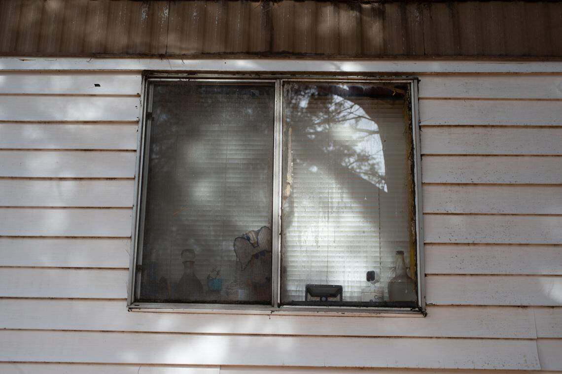 Windows at Greenmount Station resident Patty Totty’s rented mobile home allow water to get inside.