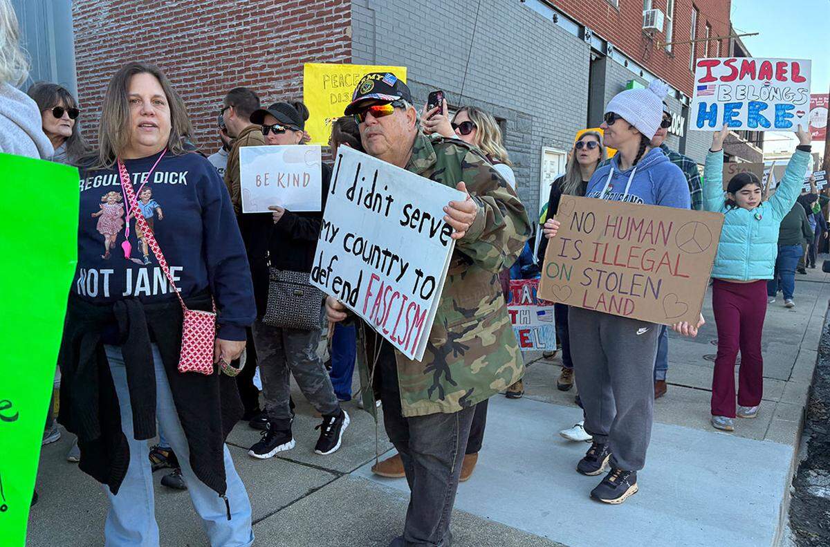 Protestors gather in Staunton on Sunday, Nov. 2, 2025, to rally in support of Ismael Ayuzo Sandoval, a popular restaurant owner who was detained by U.S. Immigration and Customs Enforcement.