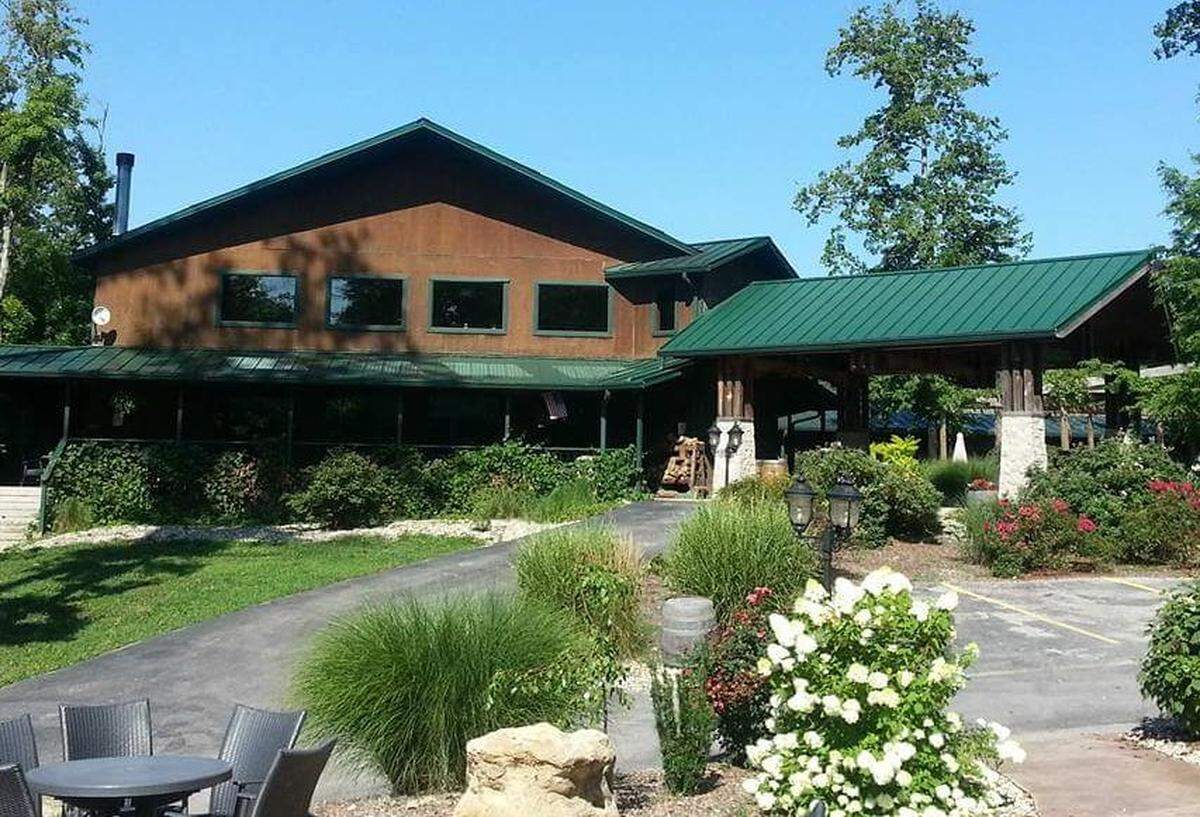The main complex at Hidden Lake Winery is surrounded by woods and a large lake on 92 acres in rural Aviston. It serves wine and food year-round.