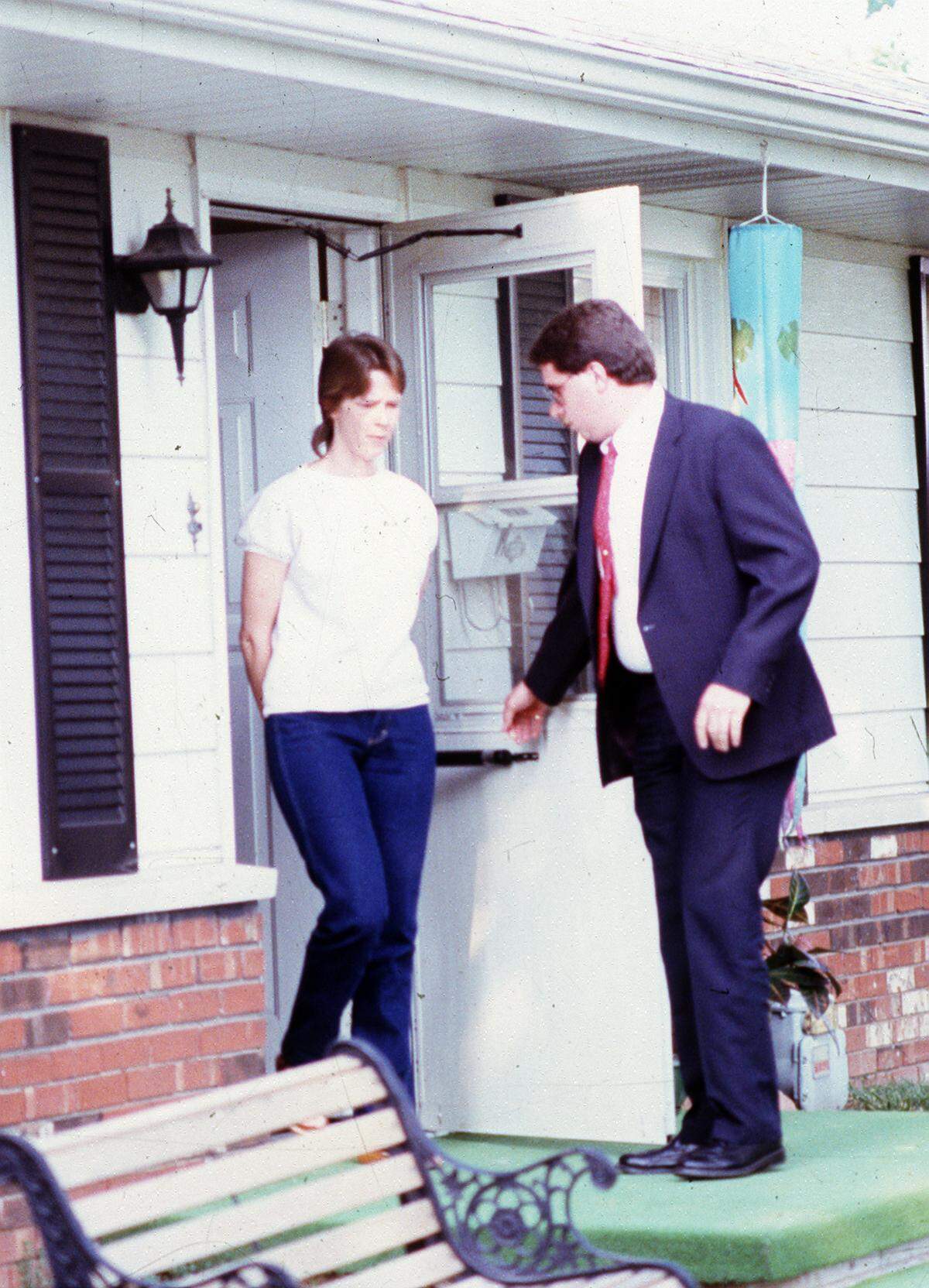 Paula Sims is arrested at her parent’s home in Cottage Hills on July 11, 1989. She was later convicted of murder in the death of her baby daughter, Heather.