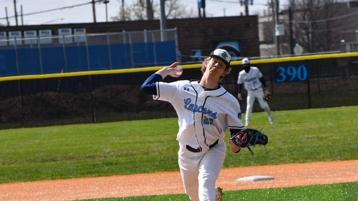 Belleville East High School’s Dylan Mannino gets ready to fire a pitch during a game this season. Mannino is the winner of this week’s Belleville News-Democrat Baseball Player of the Week high school poll, as selected by readers of bnd.com.​