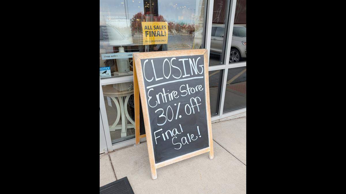 Sale signage previously on display at Kirkland's in Fairview Heights