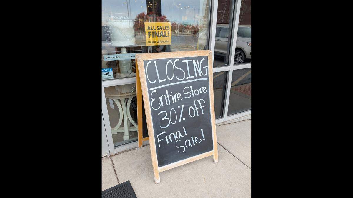 Sale signage at Kirkland's in Fairview Heights, which will close in January