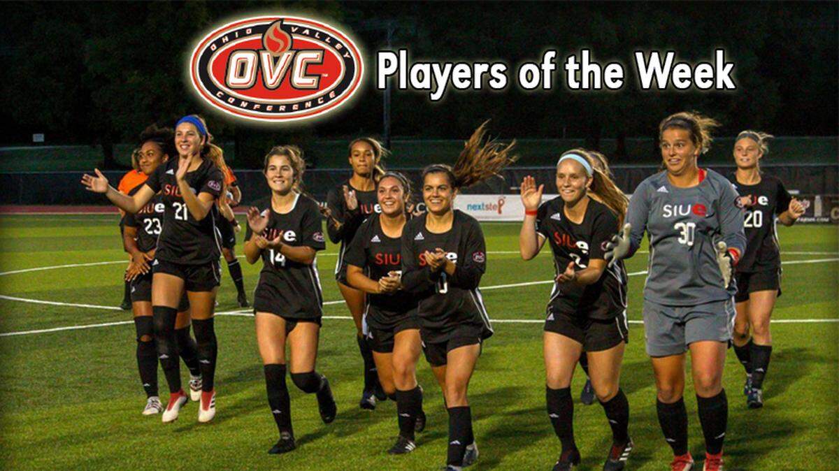 Three members of the SIUE women’s soccer team, Angel Ikeda, Megan Danielson and Jensen Schoch, earn OVC player of the week honors.