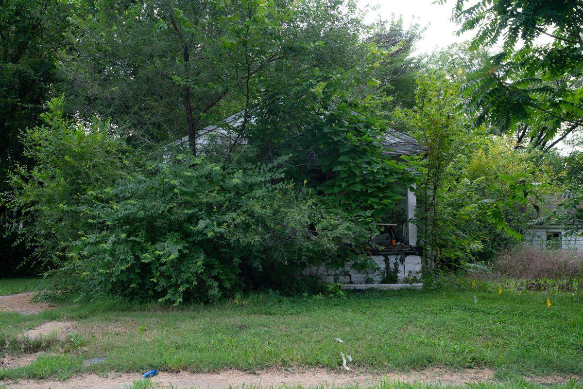A condemned property slated for demolition at 1537 Purdue Ave. in East St. Louis, Ill. on July 29, 2024.