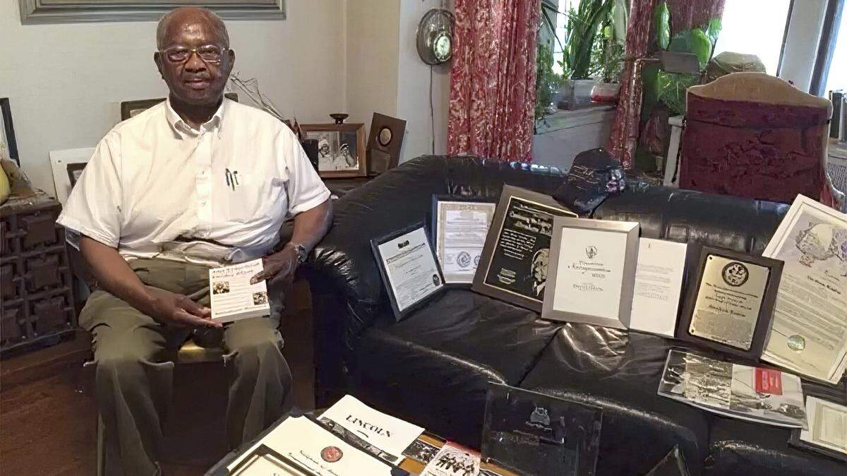 This file photo shows East St. Louis native Abraham Bolden at his home on the south side of Chicago in 2016. Bolden, now 87, was pardoned by President Joe Biden last week.