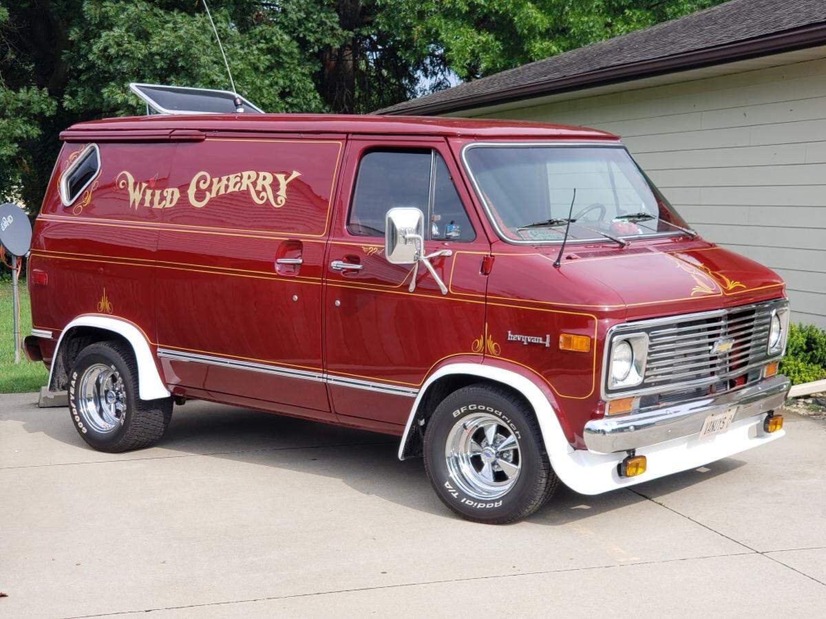 Collinsville resident Chris Carter spent months restoring the 1975 Wild Cherry van, using parts donated by fans from all over the country and salvaged from another old Chevy van.