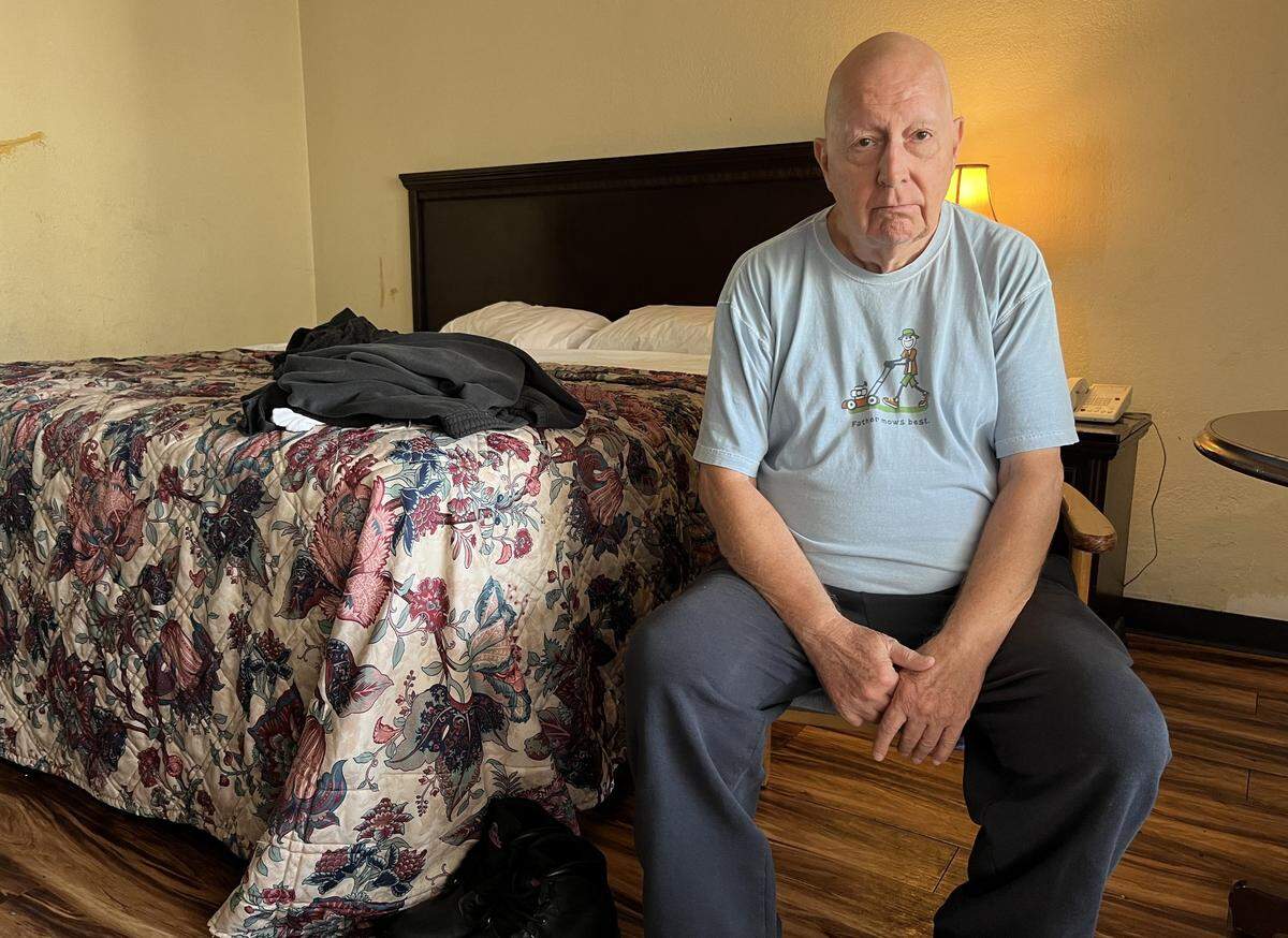 David Semrau has been staying at the Town House Motel in Belleville hotel off and on since early June. He was evicted from a small home on North Fourth Street, where he had lived for 27 years.
