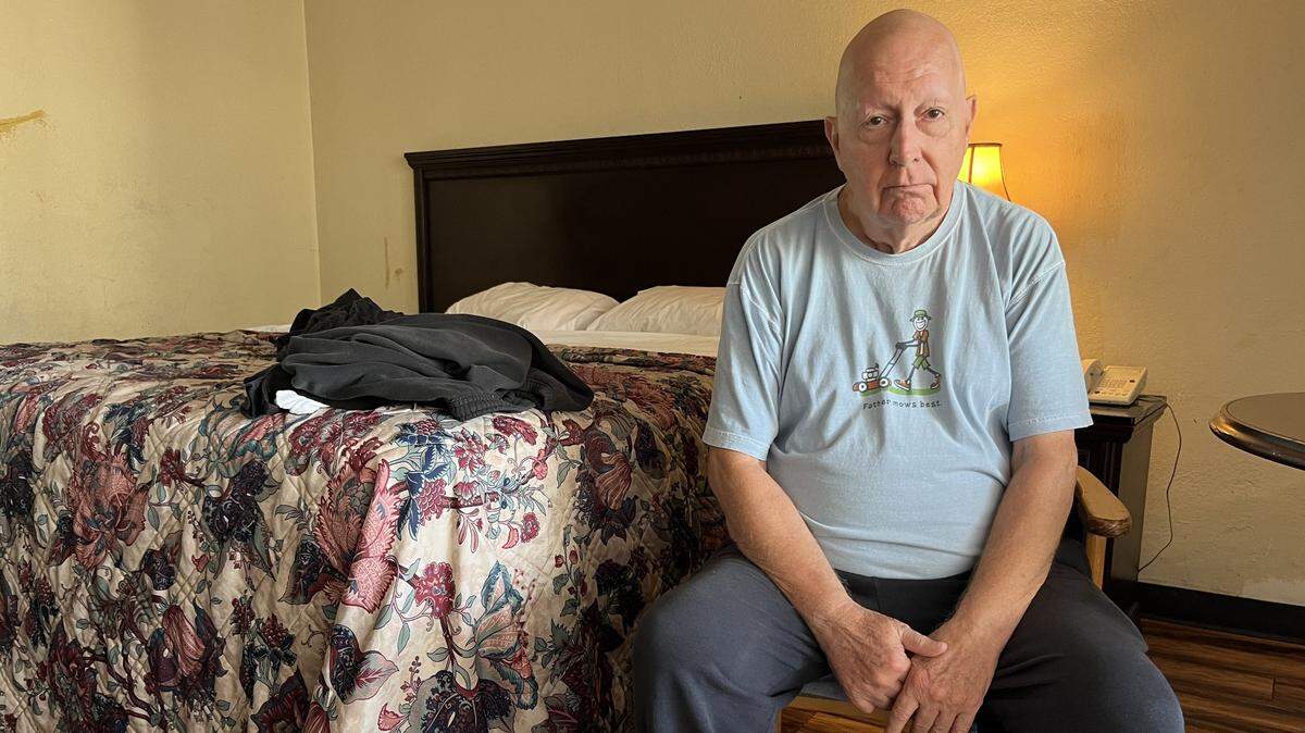 David Semrau has been staying at a Belleville hotel off and on since early June. He was evicted from a small home on North Fourth Street, where he had lived for 27 years.