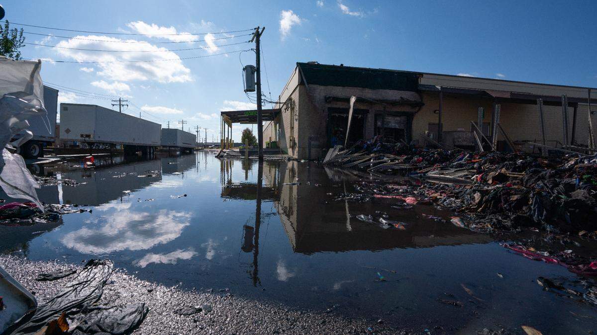 Outside of Savers in Fairview Heights on Oct. 31, 2023, after a three-alarm fire destroyed trailers full of donated clothes and did damage to the rear of the donation center.