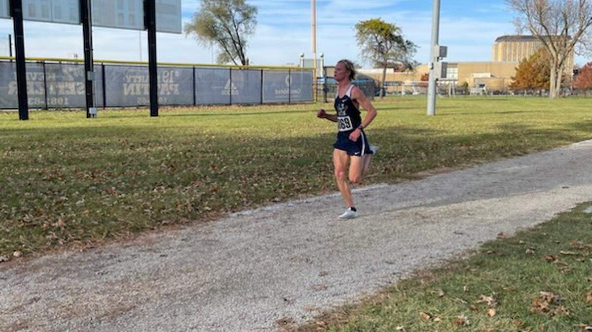 Former Highland High School star Easton Rosen competes in a cross country meet for Heartland Community College meet at Eastern Illinois University during his sophomore season in fall 2022. Late next month, Rosen will begin the second half of his college journey as he heads to the University of Illinois to start classes in his major of organizational and community leadership.