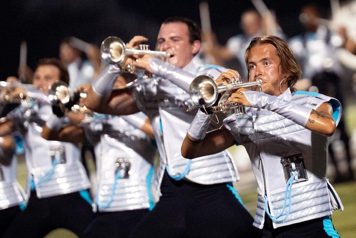 The Boston Crusaders perform their show “BOOM” at Belleville West High School on Tuesday, July 22, 2025, in Belleville.