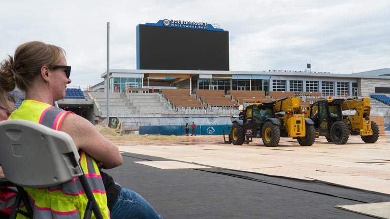 Dirt just part of the Albertsons Stadium transformation into a monster truck venue