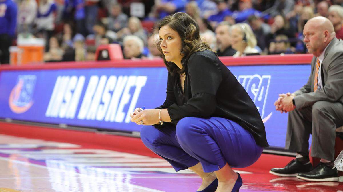 Okawville head coach Haylee Bowers focused as the clock winds down in Saturday’s IHSA Class 1A state championship game at CEFCU Arena (formerly Redbird Arena) on the campus of Illinois State University. Okawville ultimately prevailed 56-35 to claim the state title.