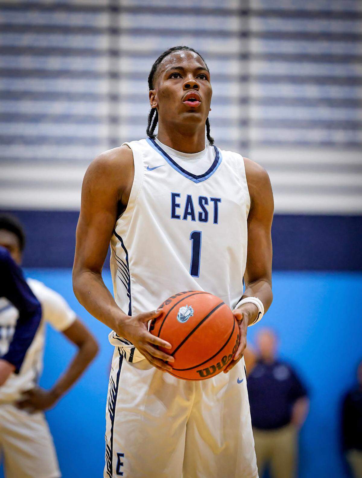 Belleville East’s Jordan Pickett prepares to shoot a free throw during Friday night’s Southwestern Conference game against O’Fallon. The Panthers ultimately posted a 65-51 victory.