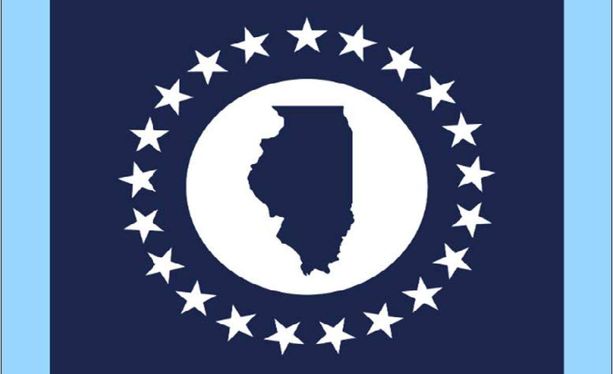 Relationship to Illinois: I have lived in Illinois for my entire life (40 years). I grew up in Naperville and then moved to Chicago where I lived for about 18 years before moving to Des Plaines. Explain the meaning behind your flag: My flag uses a silhouette design of the state of Illinois as the focal point. I always felt Illinois had a distinct outline. 21 stars circle the state to symbolize it being the 21st state to enter the Union. Additionally, I used the circular design to symbolize Illinois being a kind of center of the country, whether it is geographically or from Chicago serving as a hub for train and air traffic. Finally, the blue edges represent the Mississippi River and Lake Michigan which flank the state.