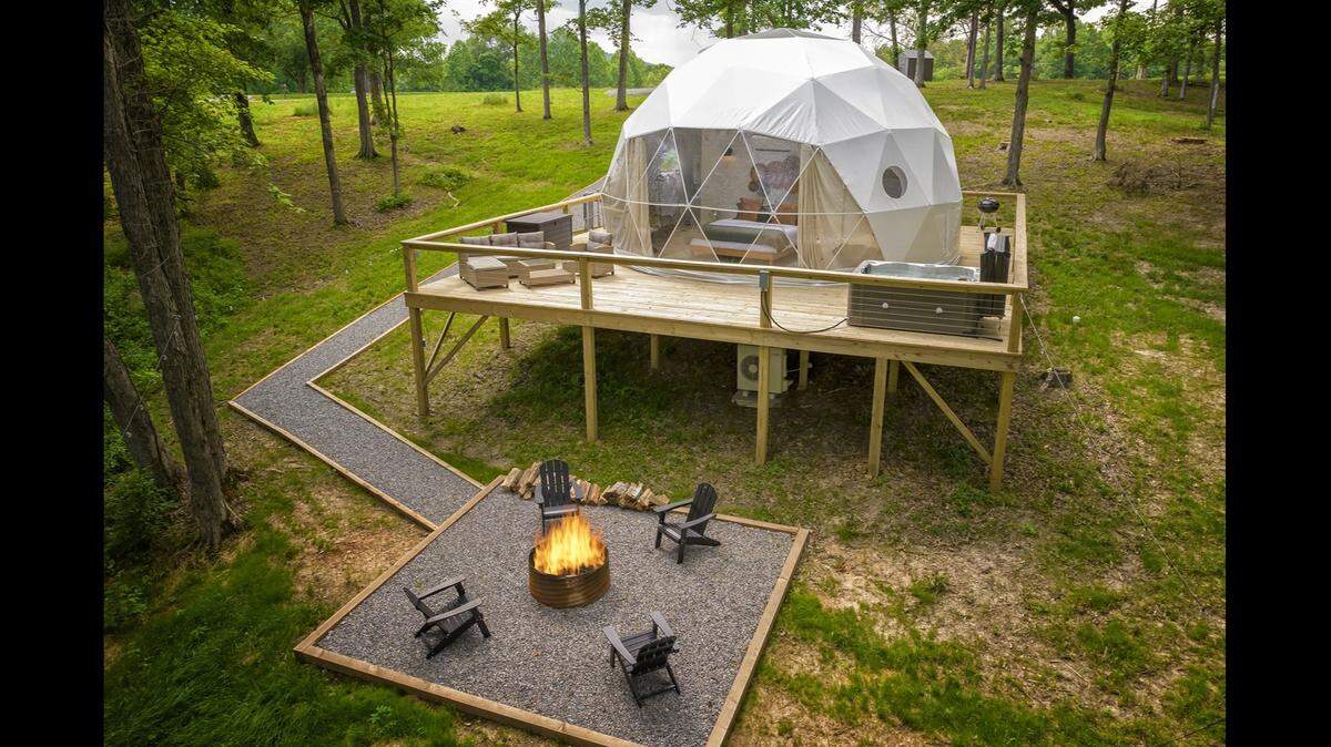 This “glamping dome” is the most wishlisted Airbnb in Illinois, the vacation rental company reports. This is a digitally altered image, according to Airbnb.