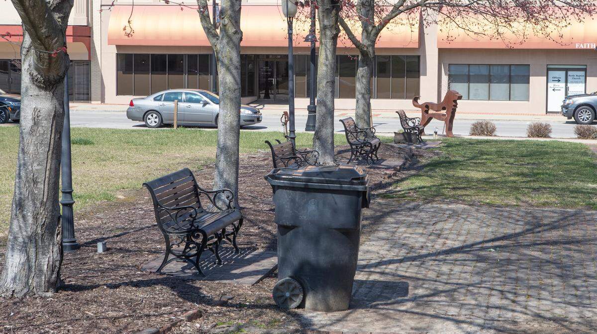 Neighbors and police say homeless people often sleep on benches in Ever and Anon Park in downtown Belleville. Officials removed seating in the adjacent gazebo to cut down on loitering.