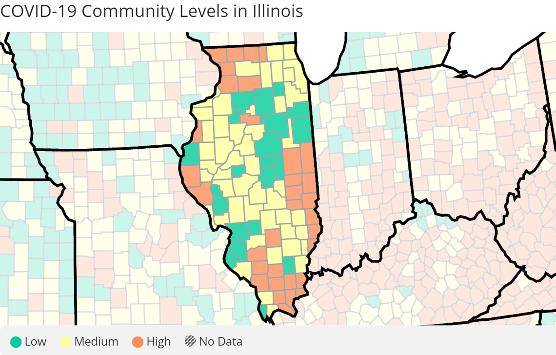Here’s the latest COVID-19 community levels in Illinois.