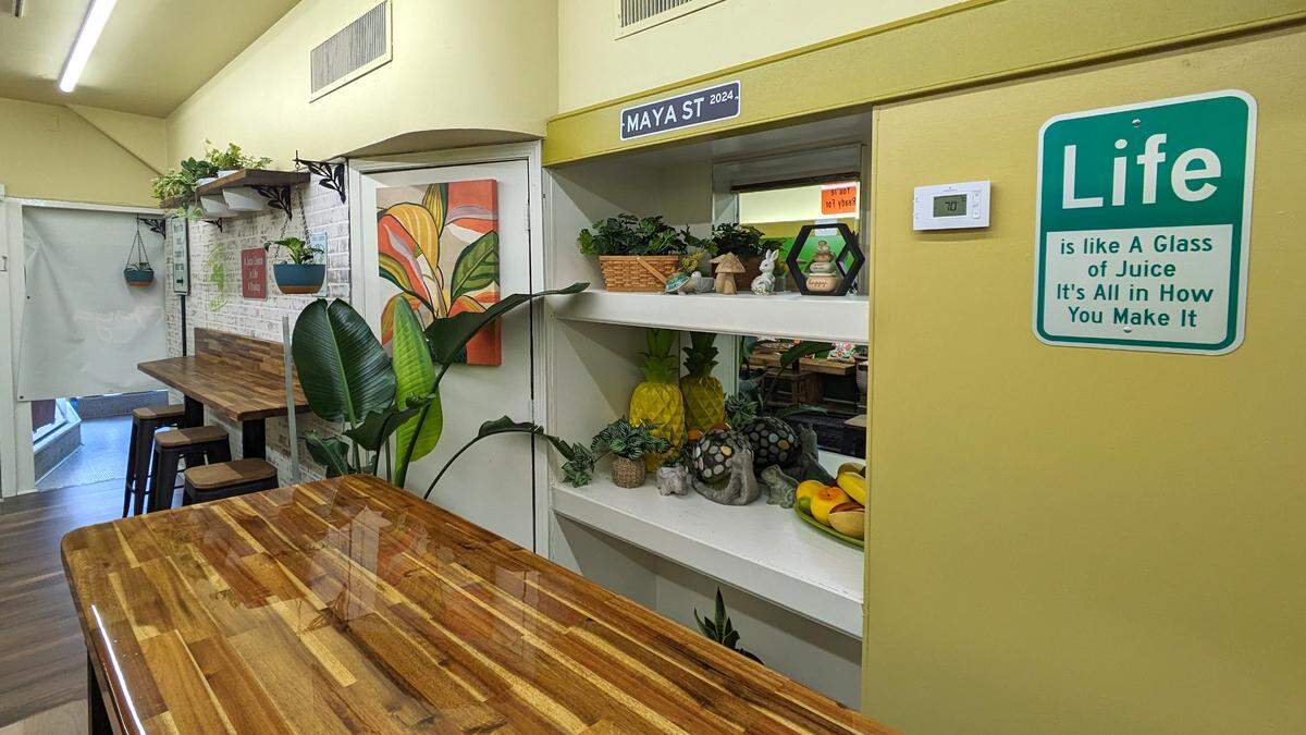 Decorative details add to the welcoming feel of Maya in downtown Belleville.