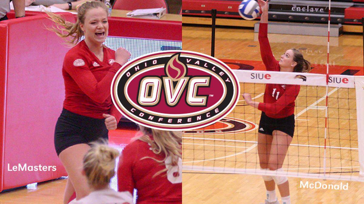 Rachel McDonald and Ellen LeMasters, members of the SIUE women’s volleyball team, received OVC player of the week and newcomer of the week awards.