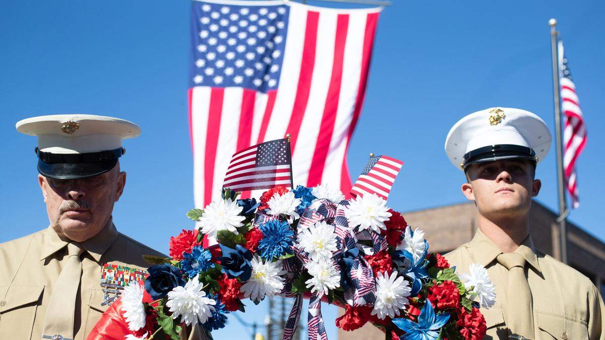 This file photo shows a portion of Belleville’s Veterans Day ceremony last year.