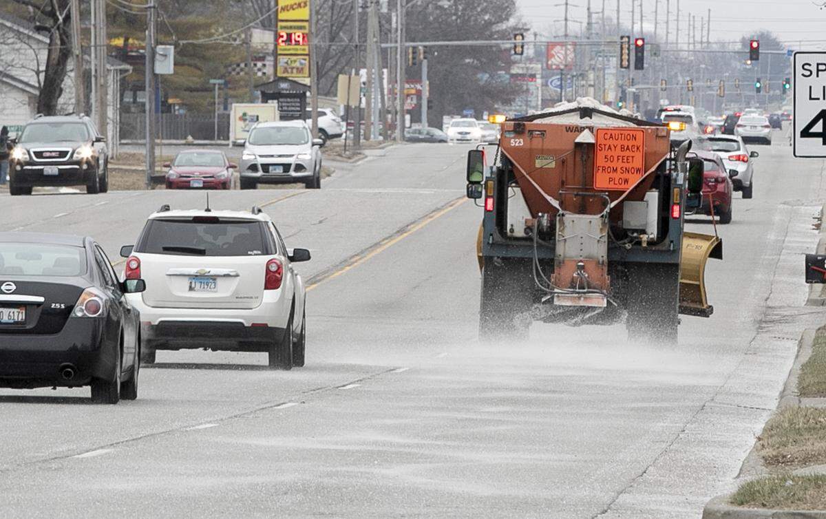 In preparation for a major winter snow storm, road crews with the city of Fairview Heights were busy pretreating roads, intersections, and subdivision streets Friday morning.