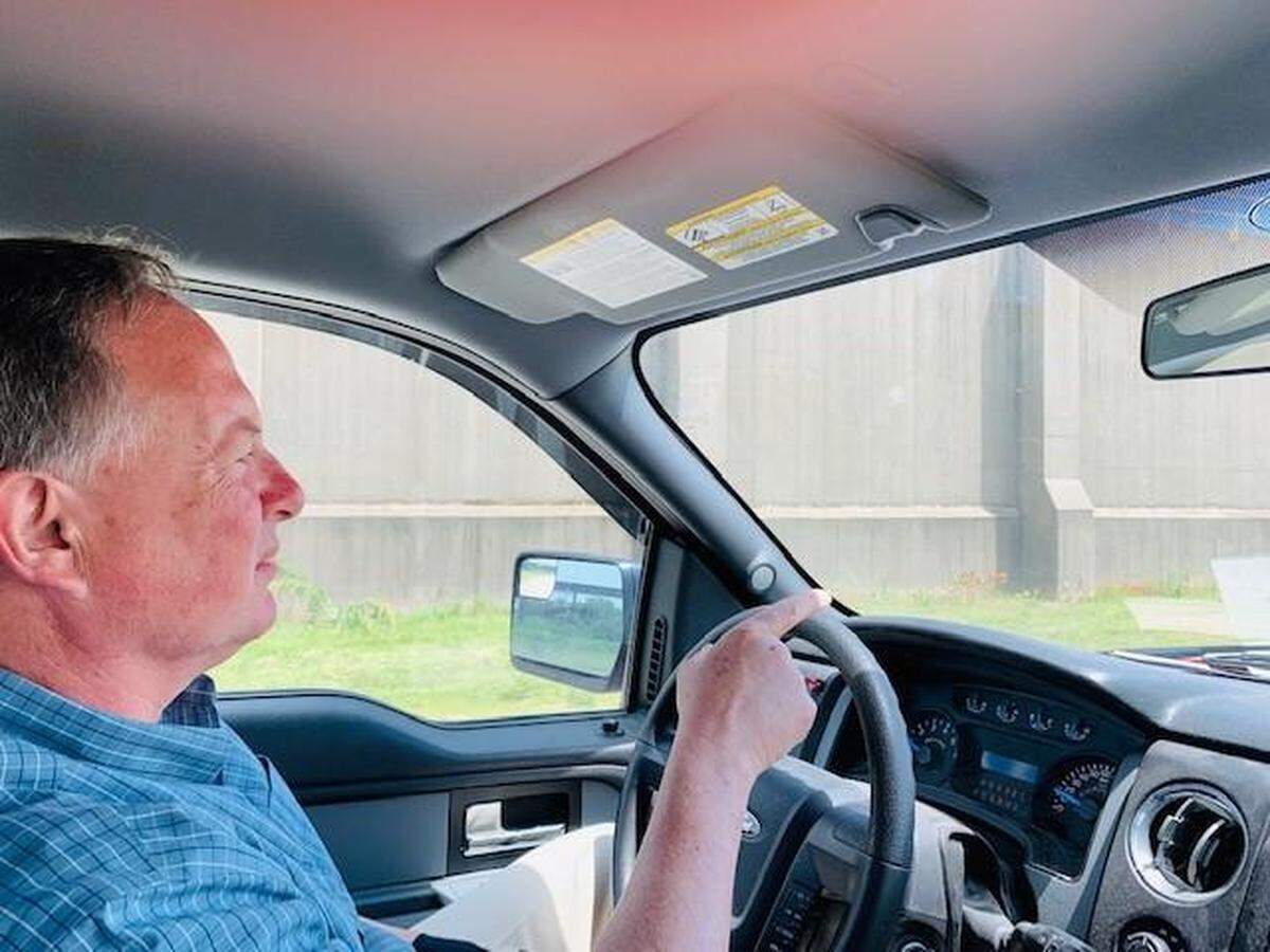 Metro East Sanitary District Executive Director Steve Adler drives the 37 miles of levee that protect western Madison and St. Clair Counties to look for signs of levee failure.