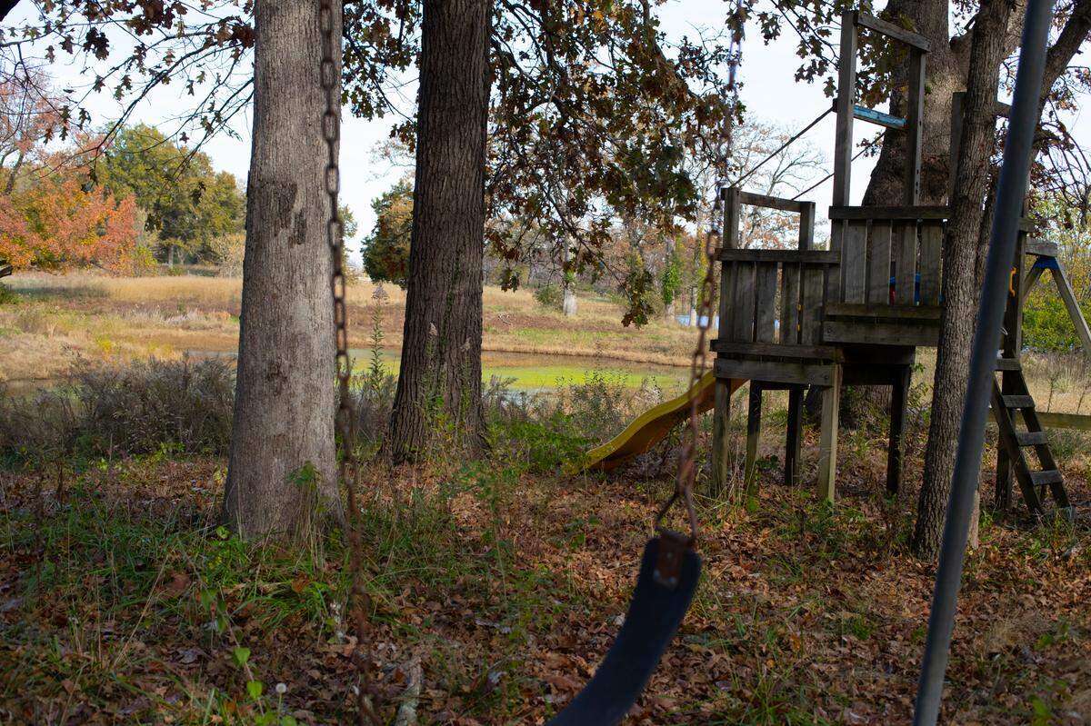 The former campground at the George E. Hilgard American Legion Post 58 in Freeburg, also known as the Freedom Farm, is full of rusty playground equipment.