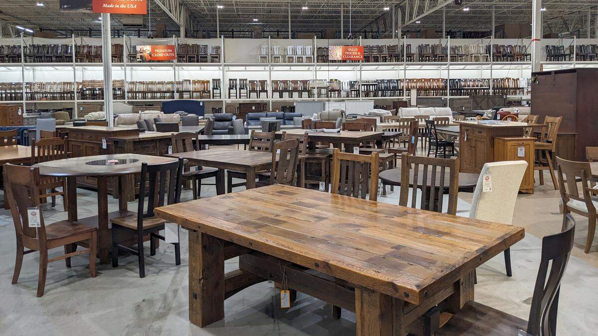 A variety of dining sets are available at Mueller Furniture & Mattress Warehouse Showroom.