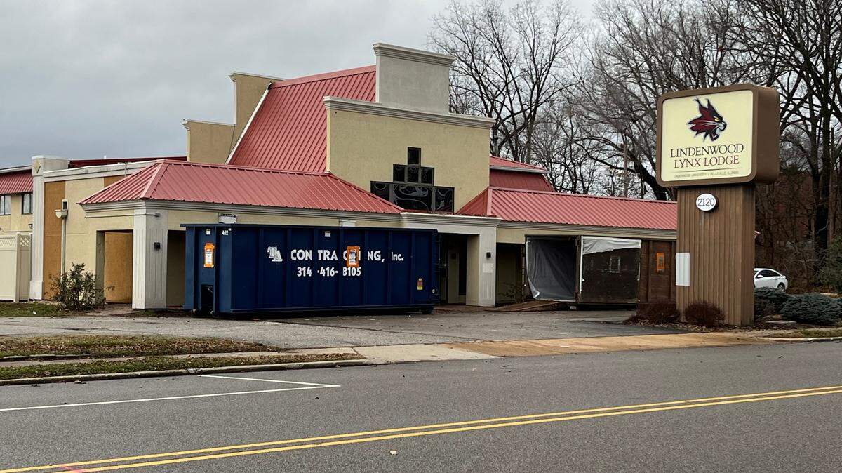 Contractors are renovating the former Lynx Lodge, a dorm for Lindenwood University students down the street from its Belleville campus, which closed in 2020.