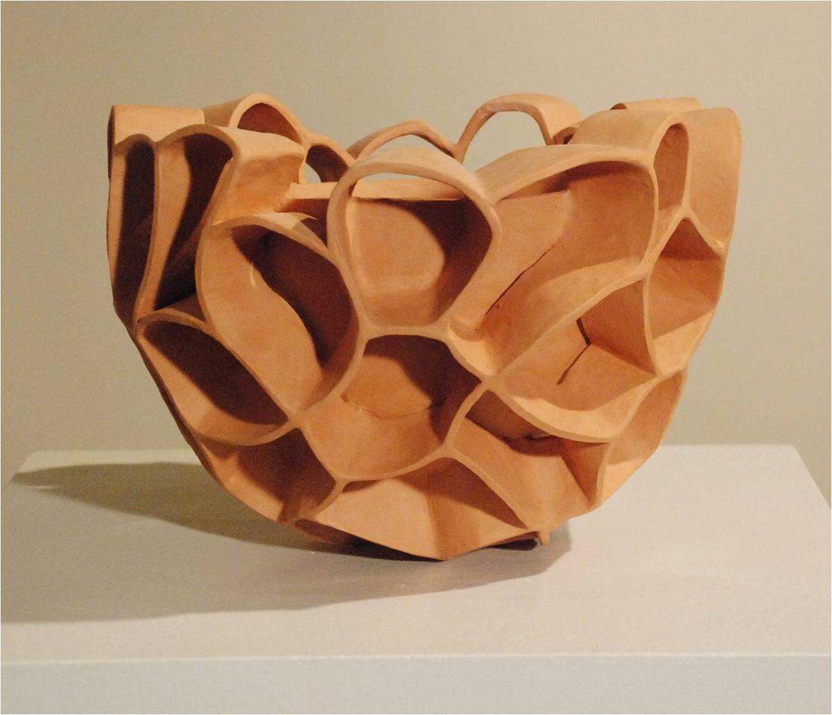 "Purple Owl’s Clover seed vessel", one of the art works on display at "Efflorescence" at the Jacoby Arts Center, Alton, in July 2018.